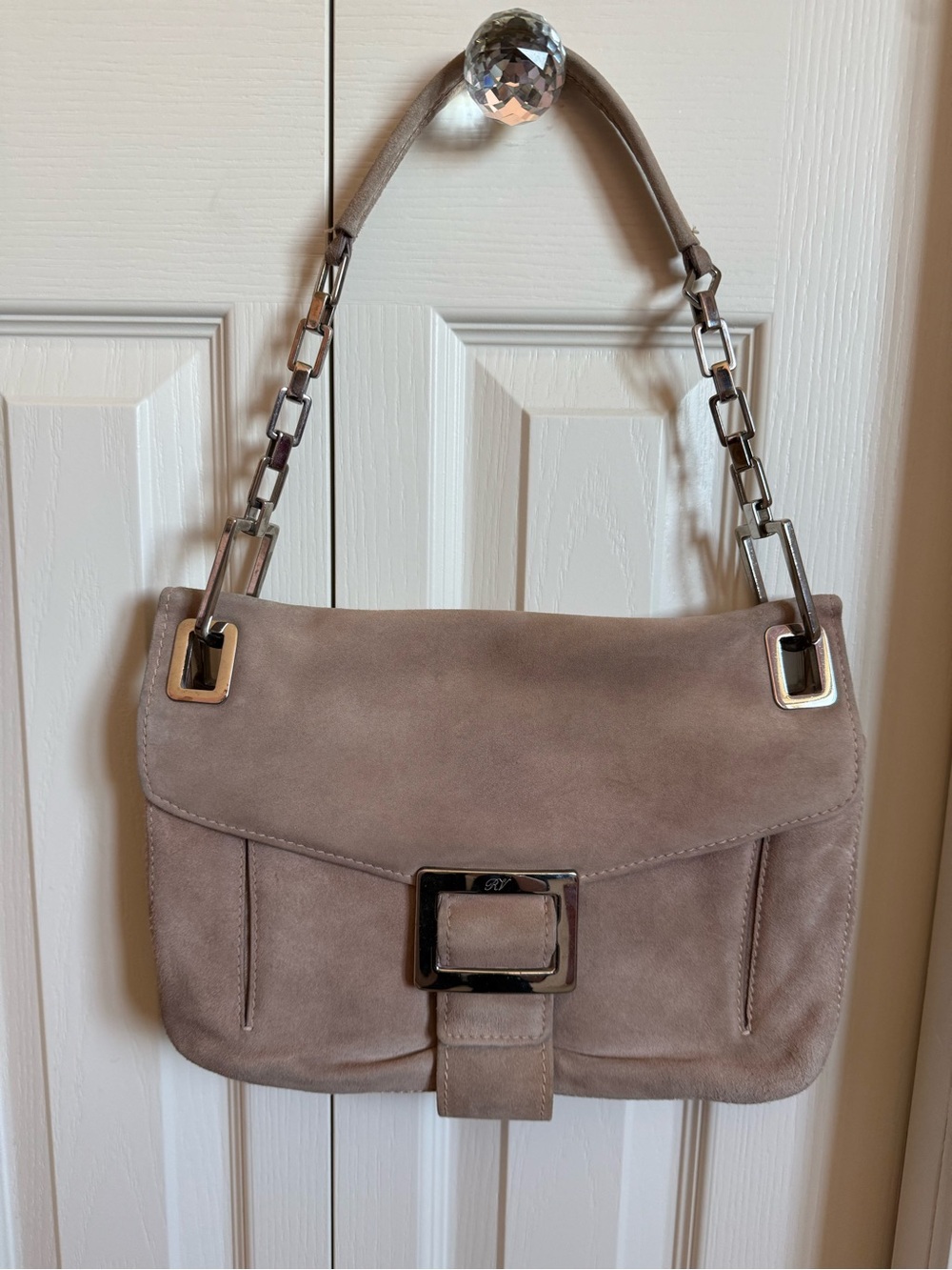 ROGER VIVIER | Metro Suede Buckle Shoulder Bag